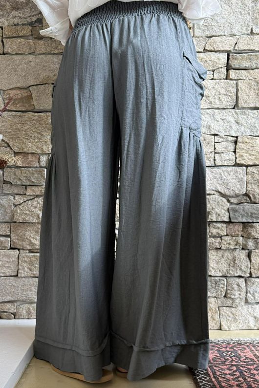 Basso Shirring Sailor Pant Charcoal